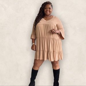 NWT The Camel Ruffled Babydoll Dress
